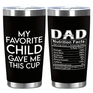 Humorous Dad and Favorite Child Design 12oz Wine Tumbler with Lid, Stainless Steel Sturdy Travel Mug, Double Wall Insulated Coffee Cup, for Cold&Hot Drinks, Reusable Spill-Proof Design, Gift for Family and Friends, Drinkware