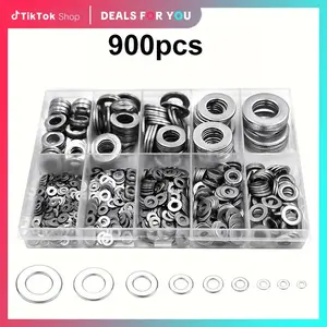 Flat Washer Set with Storage Box & Flat Washers Assortment Kit for Summer & Assorted Hardware Lock Washers Kit & Fender Washers Assortment Set for Factory Repair & 900PCS in One Box & Dealsforyoudays