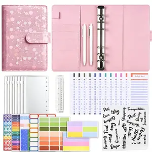 A6 Loose Leaf Binder Notebook, Dotted Macaron Color Journal Book, Cash Budget Planner Financial Organizer