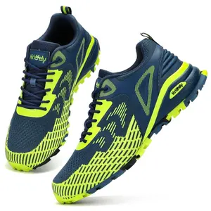 KRICELY Men's Round Toe Lace-Up Running Athletic Shoes - Breathable, Anti-Slip, Versatile Running Walking Running Shoes for Outdoor Hiking, Casual Fitness