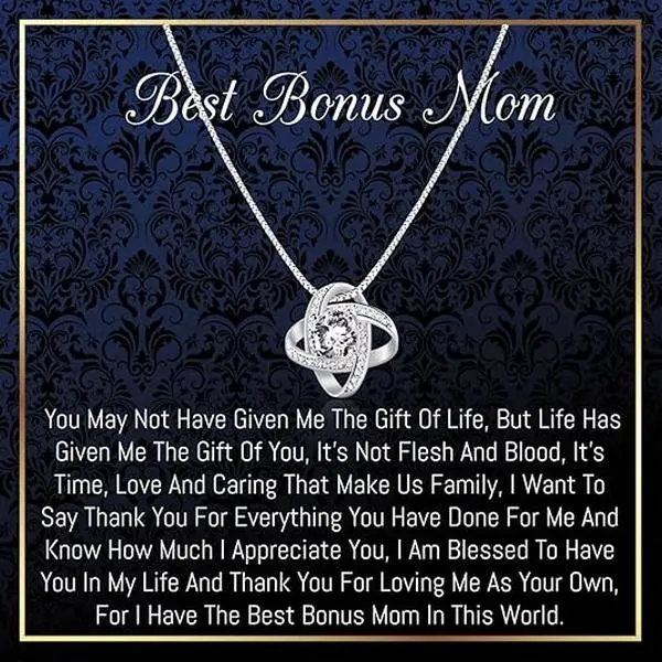 Step Mom Birthday Gift – Elegant Stepmother Necklace with Heartfelt Message, Meaningful Jewelry Present from Stepchildren, Perfect Mother-in-Law Gift for Special Occasions, Sentimental Keepsake to Celebrate Love and Family Bond