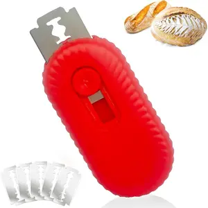Bread Lame Dough Scoring Tool,Retractable Sourdough Scoring Tool with Stainless Steel Blade for Bread Baking, Cooking Supplies Accessories (RED)