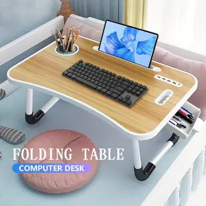 Portable Foldable Lap Desk with Storage Drawer & Cup Holder for Bed Couch Working and Reading - Laptop Bed Desk
