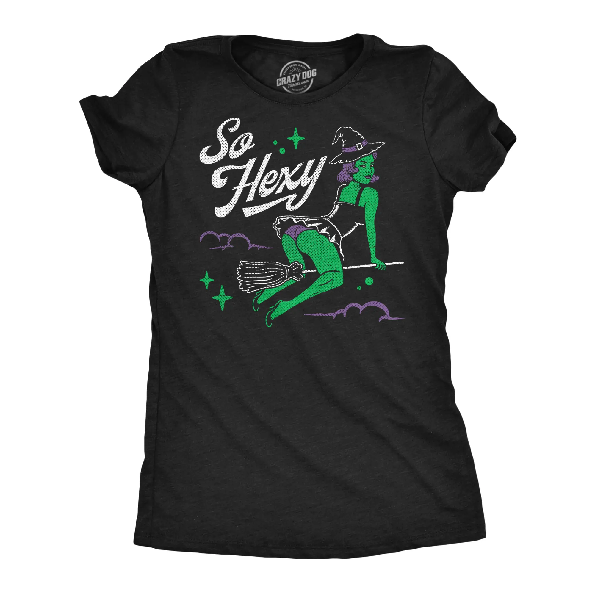 Womens Funny T Shirts So Hexy Sarcastic Witch Graphic Novelty Halloween Tee For Ladies Funny Womens T Shirts Cute Vintage Fashion Casual Ladies T-Shirt Gift Halloween Tops for Women Women's Novelty Tees Black - So