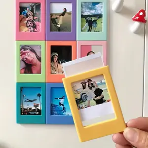 5/8pcs Bohemian Round 7.62cm Horizontal Plastic Magnetic Photo Frames, Suitable for Fujifilm INSTAX Negative Film, Photo Display, Capture Beautiful Moments, Suitable for Kitchen, Living Room, Valentine's Day, Birthday, Picture Frame, Picture Frame Set