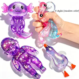 3 Pack Glowing Slippery Toy Set, Duck and Baby Doll Stress Ball, Anxiety Relief Quick Rebound Tpr Squeeze Toy, Hand Exercise, Kids and Adults, Random Colors