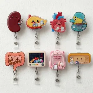 Cute Medical Badge Reel Retractable, Kawaii Organ ID Holder, Nurse Badge Clip, Nursing Student Gift, Healthcare Worker Accessory, Funny Doctor Badge Reel