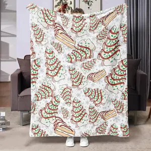 Comfortable Christmas Tree Cake Blanket, Soft Flannel Shawl for Sofa Bed Office Camping Travel, Perfect Gift Blanket Throw Blanket