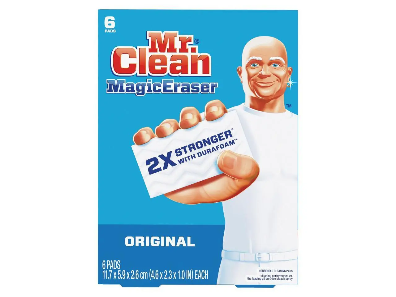 Mr Clean Magic Eraser, 2.3 x 4.6, 1" Thick, White, 6/Pack, 6 Packs/Carton PGC79009