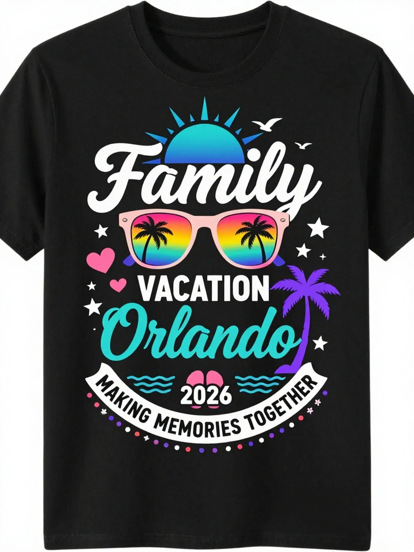 Orlando-Themed T-Shirt Suitable for Theme Parks An unisex soft cotton short sleeve t shirt, vintage graphic casual tee for men women teens, perfect birthday holiday gift for camping travel gym daily street  wear