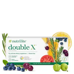 Nutrilite Multivitamin Double X - 31-Day Supply, Gluten-Free, 22 Vitamins & Minerals, 22 Plant Concentrates, Edible Fitness Supplement