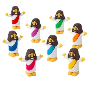 Mini Religious Jesus Figurines in Bright Color Sash Assortment - 1 1/2", 24 Pcs