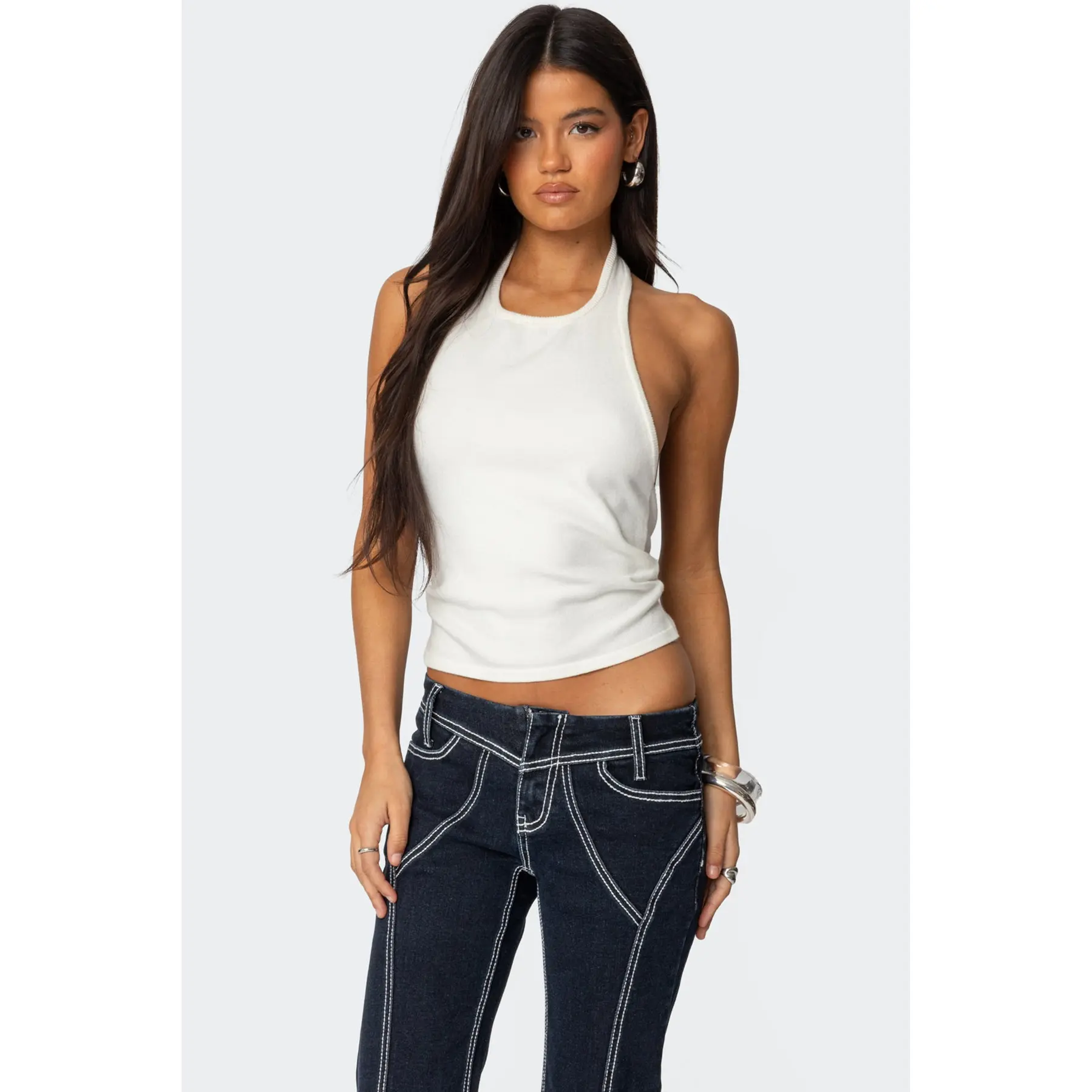 Twister Backless Knit Halter Top