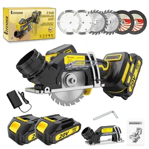 KITESDER 20V Brushless Cordless Mini Circular Saw, 3 Inch 19500 RPM Power Saw with Adjustable Cutting Depth, Quick Blade Change & Dust Collection, for Wood/Metal/Tile Cutting, Woodworking & Gardening