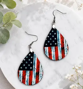 Rustic American Flag Earrings