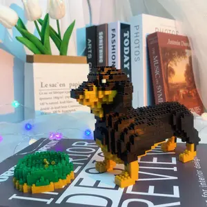Cute Dachshund Building Blocks, Building Block Sets, Cartoon Dog DIY Puzzle Game, Building Toy for Gifts, Creative Desktop Decoration, Gift