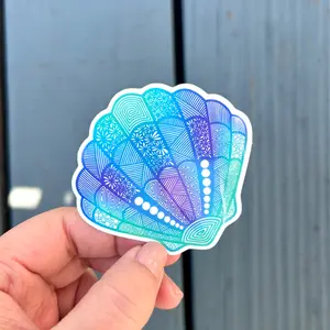 Seashell Sticker, Beach, Ocean, Vinyl Sticker
