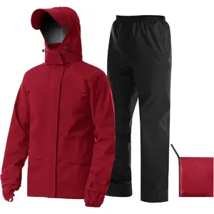 Rain Suit Waterproof Jacket with Pants 2 Pieces Breathable Lightweight Packable Raincoat with Hooded Rain Gear Unisex