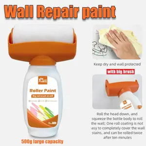 White wall repair roller paint, Drywall Living Room, quickly covers dirt and graffiti on the wall, comes with a roller brush for easy use Painting