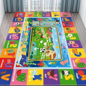 Kids Educational Alphabet Farm & Ocean Flannel Area Rug - ABC Learning Game Mat with Cartoon Animals & Fruits, Non-Slip Soft Play Rug for Nursery & Playroom #KidsAlphabetRug #EducationalPlayMat #NurseryAnimalDecor #ABCGameCarpet #NonSlipFlannelRug