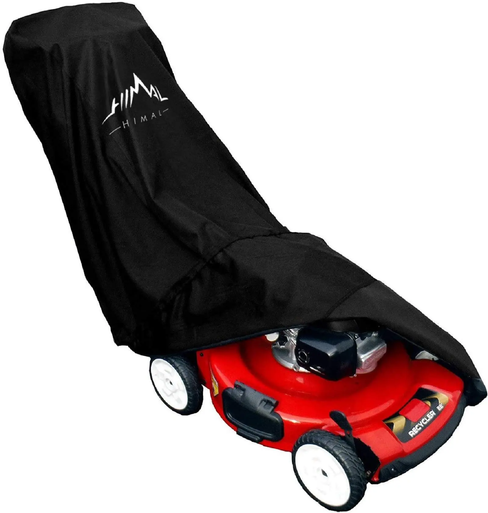 Himal Outdoors Lawn Mower Cover - Heavy Duty 600D Polyester Oxford Waterproof, UV Protection Universal Fit with Drawstring & Cover Storage Bag，Black