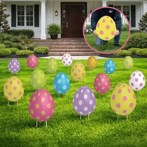 Jumbo Easter Egg Yard Signs (24-Pack)  with Stakes, Double-Sided, Set, Ornaments, Decor, Colorful