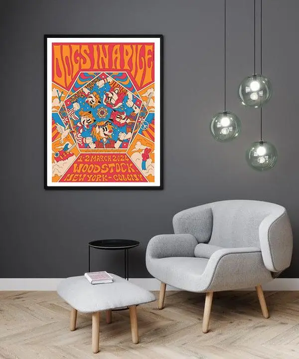Dogs In A Pile March 1 & 2, 2024 Woodstock, NY Poster Decor Artwork Wall Ornaments Artistic Decoration