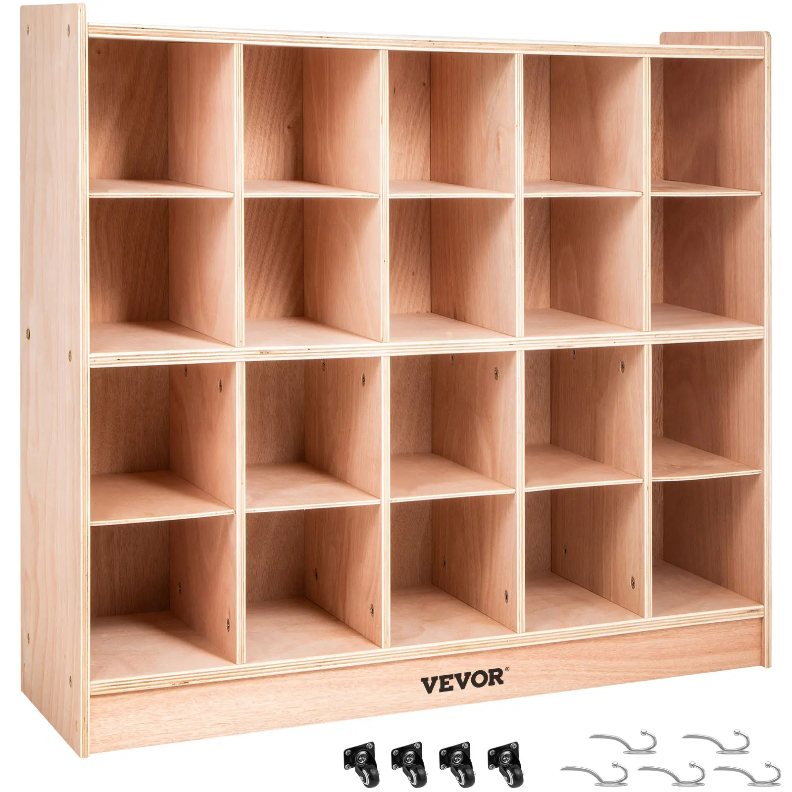 VEVOR Cubby Mobile Tray Storage Cabinet,  20-Compartment Cubby Storage Shelf, Cubby Storage Cabinet 4 x 5, Classroom Cubbies, Classroom Furniture for Home, Daycare and Preschool, Natural,dorm essentials,home decor