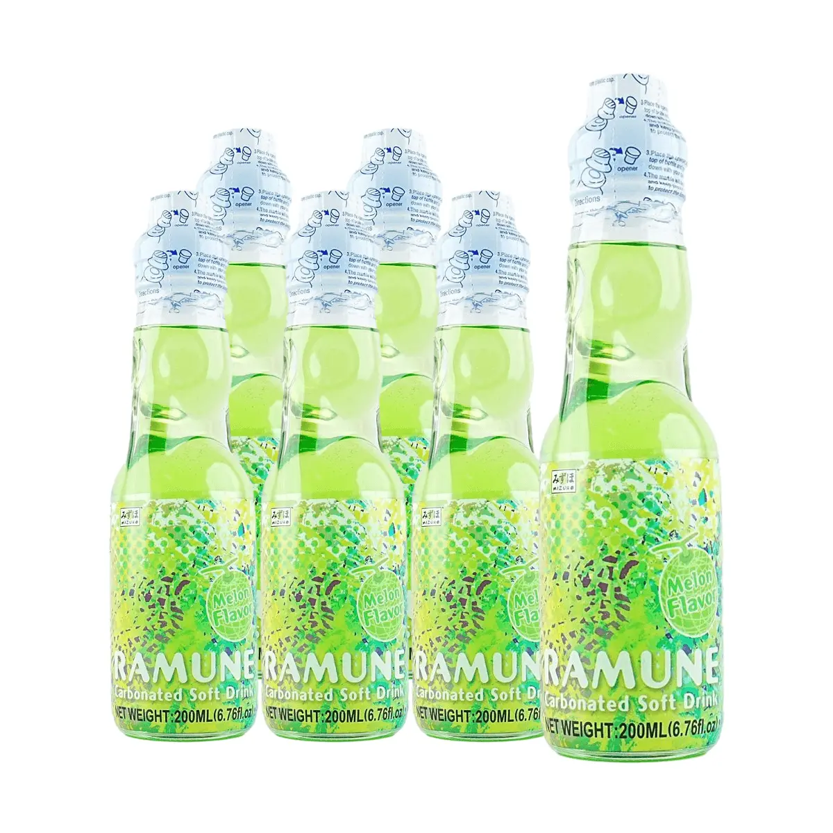 MIZUHO Japanese Melon Soda 200ml Cans - Pack of 6 | Authentic Japanese Ramune Flavor