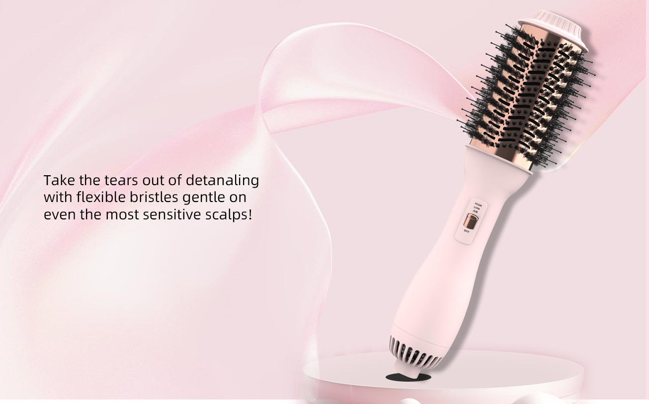 Hair Dryer Brush Blow Dryer Brush in One, 4 in 1 Ionic Hairdryer and Styler Volumizer with Oval Titanium Barrel, Hot Air Straightener for Smooth Frizz-Free Blowout