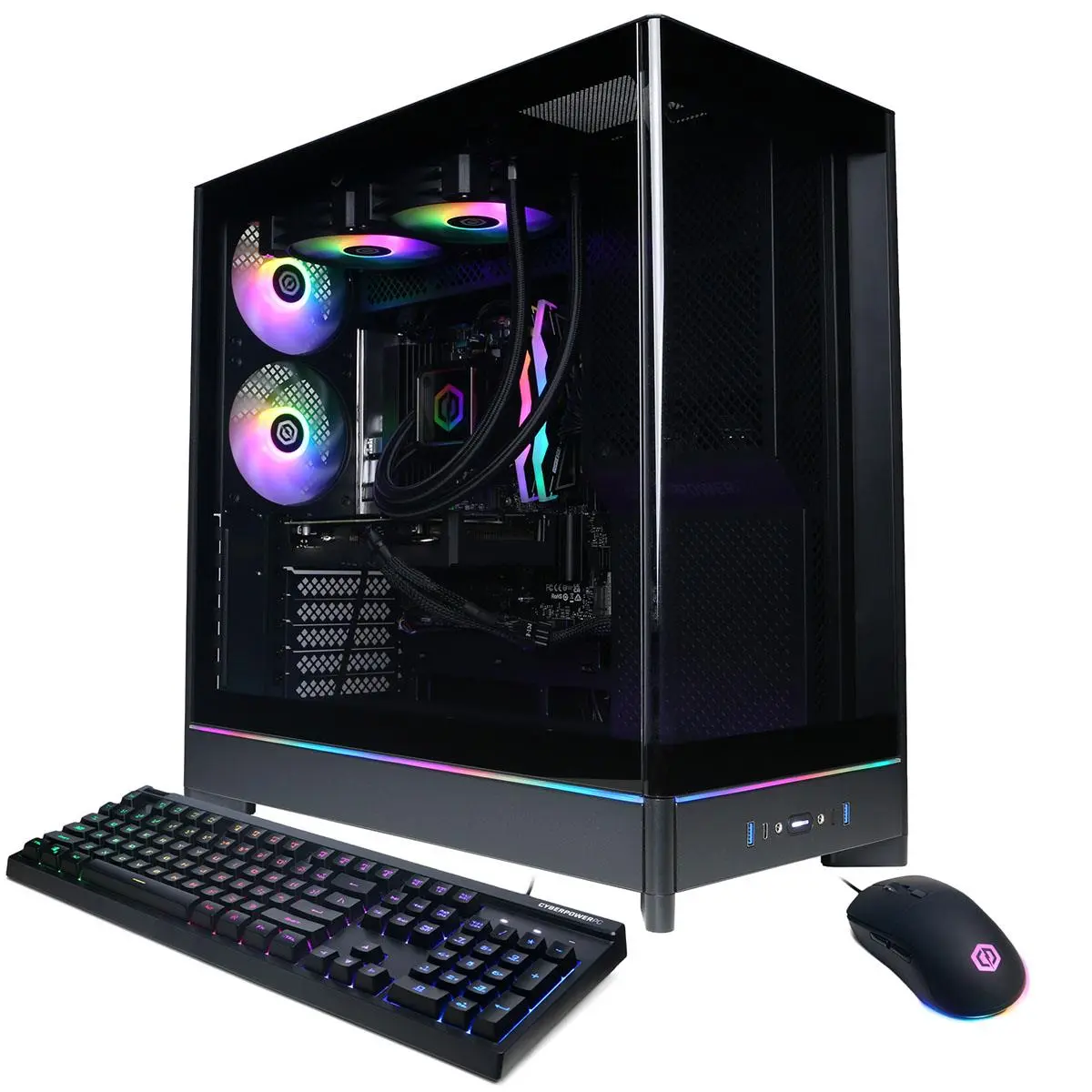 CyberPowerPC Gamer Supreme Liquid Cooled Gaming Desktop Computer, AMD Ryzen 7 9700X 3.8GHz, 32GB RAM, 2TB SSD, AMD Radeon RX 9060 XT 16GB, Windows 11 Home, Black