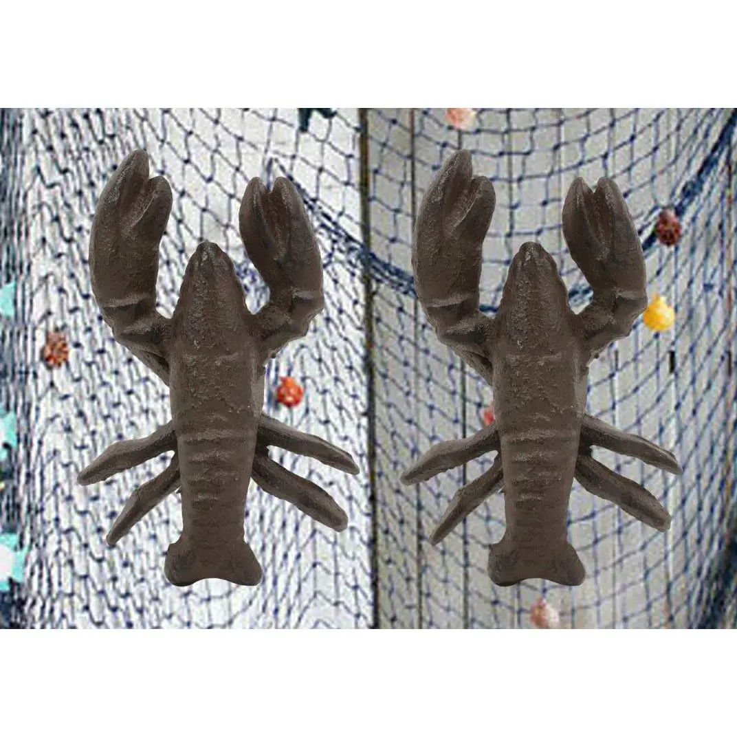 Ebros Hand-Cast Metal Nautical Cajun Creole Crawfish Baby Lobster Sculpture Figurine, Rustic Bronze Vintage Finish, 3.75" Tall 7oz Each Coastal Decor Hanger, Crayfish Boil Gift (2), Decorative Accent, 7 Ounces Each