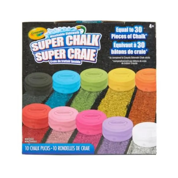 Bineysmith CYO518303 Crayola Washable Sidewalk Super Chalk, Assorted Color - Count 10
