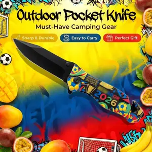Folding knifeUltra Sharp Blade 2026 New Soccer Style Outdoor Camping Knife Multi-function Pocket Knife with Stainless Steel Sharp Blade and Durable Handle New Trendy Fruit Cutter Outdoor EDC Knife