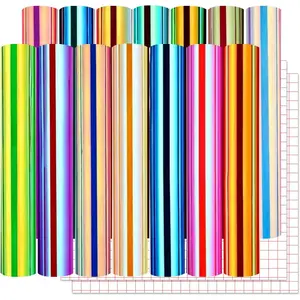 16 Pack Holographic Vinyl Set for Cutting Machine - 12" x 12" Permanent Holographic Vinyl Sheets for Decor Sticker, Party Decoration, Car Decal
