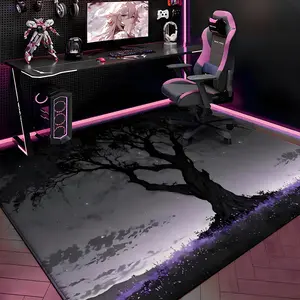 D - Dark Aesthetics Floor Mat Gaming Room Soft Flannel Floor Rug Non-Slip Absorbent Doormat for Esports Setup, Bedroom, Entrance, Gamer Home Decor, Anti-Skid Washable Mat, Multiple Sizes Available