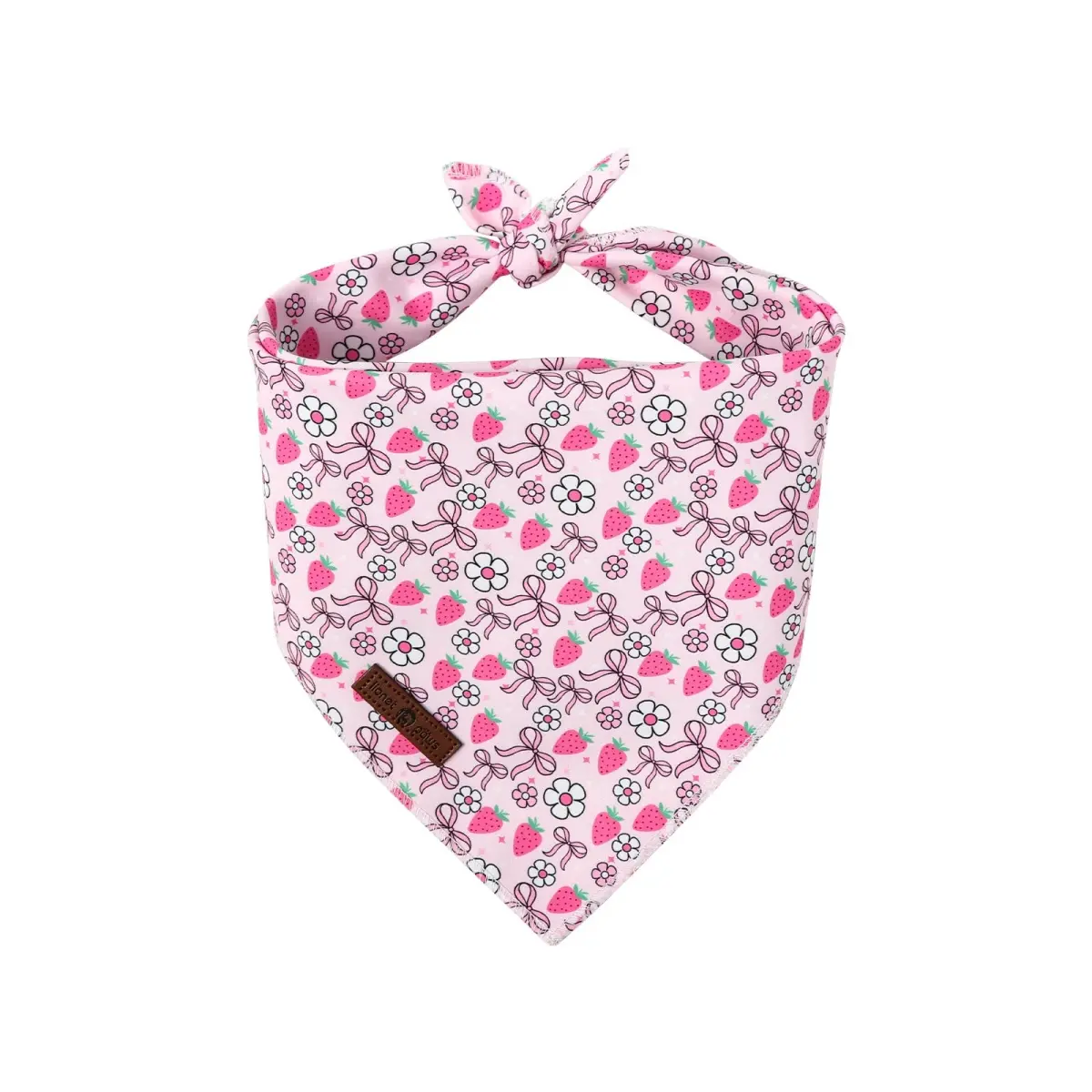 Lionet Paws Strawberry Dog Bandanas, Washable Cotton Cute Pink Design Scarf for Small Medium Large Girl Boy Dogs