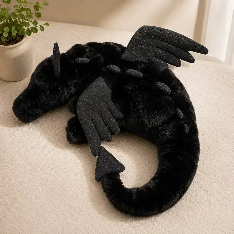 Jellycat Onyx Dragon Stuffed Animal – Cute Black Dragon Plush Toy with White Wings, Ultra Soft Fantasy Companion for Cuddles & Gifts