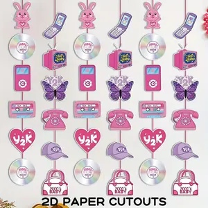 Y2K Party Decorations Set, Paper Banner, Early 2000s Hanging Decor, Hangable Decorations, I Love 00's Paper Cutout, Retro 2000s Garland, Vintage Decorations, Birthday & Bachelorette Party Supplies