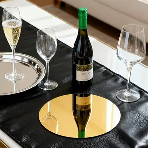 10 pieces, 15cm golden circular acrylic mirror table mat, Placemat, wedding table decoration, party candle decoration, party decoration, DIY background board, classic design, fashionable wall art, high-quality acrylic, Acrylic Coasters