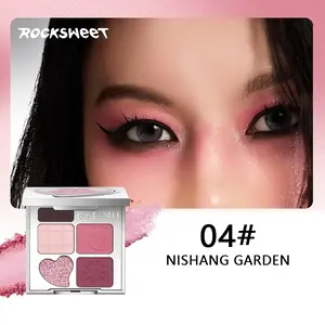 Rock Sweet Five Color Eyeshadow Palette, Highly Pigmented Palette, Matte Earth Tone Waterproof, Four Shimmer Shades, Long-Lasting, Suitable for Beginners