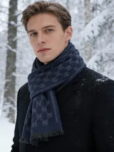 1 piece of men's wool scarf, thick and warm in winter, Textured Blanket Scarf, suitable for outdoor activities and daily wear. It can also be given as a Christmas gift, Halloween gift, Thanksgiving gift to a father or husband