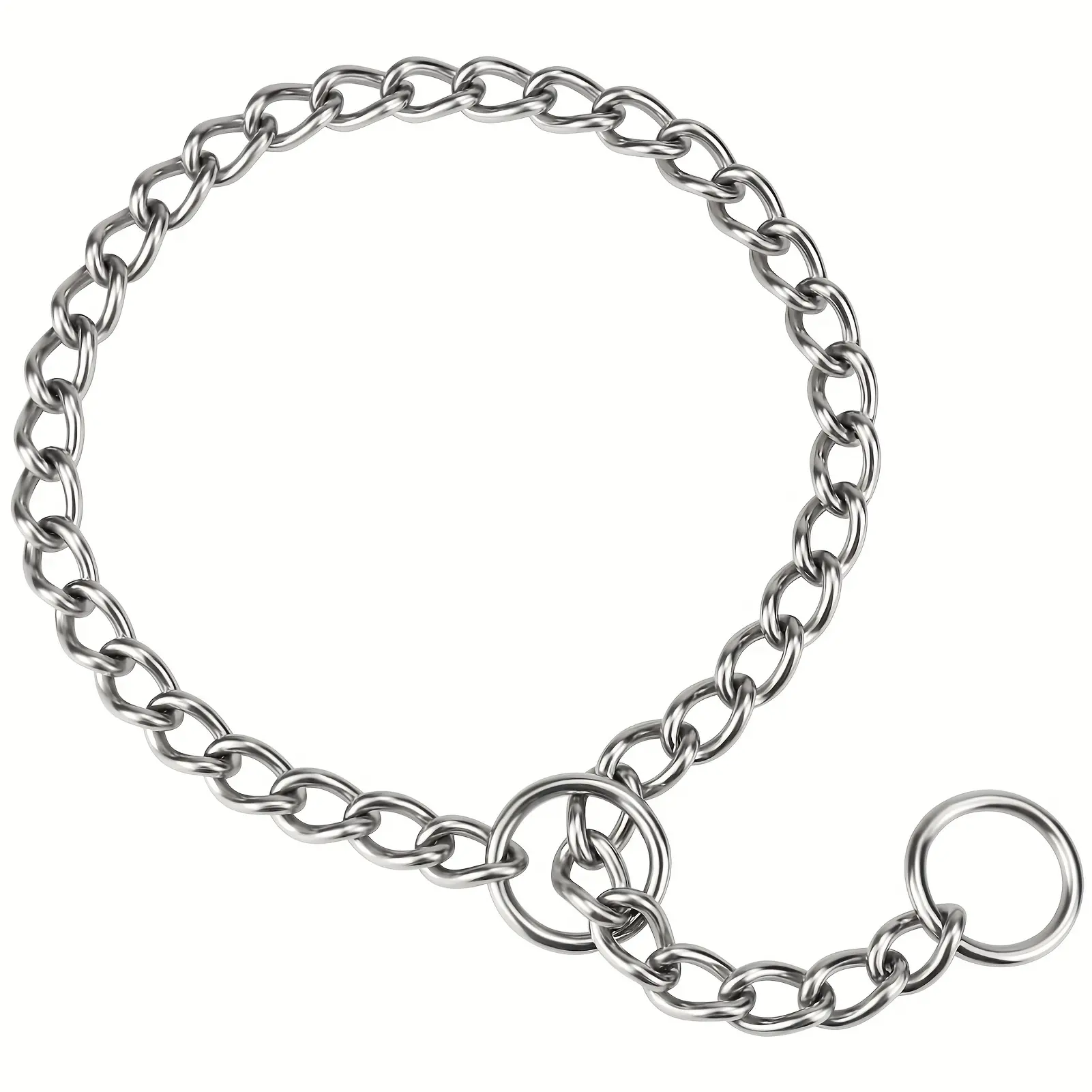 Heavy-Duty Metal Dog Choke Chain - Adjustable Slip Collar with Secure Clasp for Large Breed Training and Control Training Collars