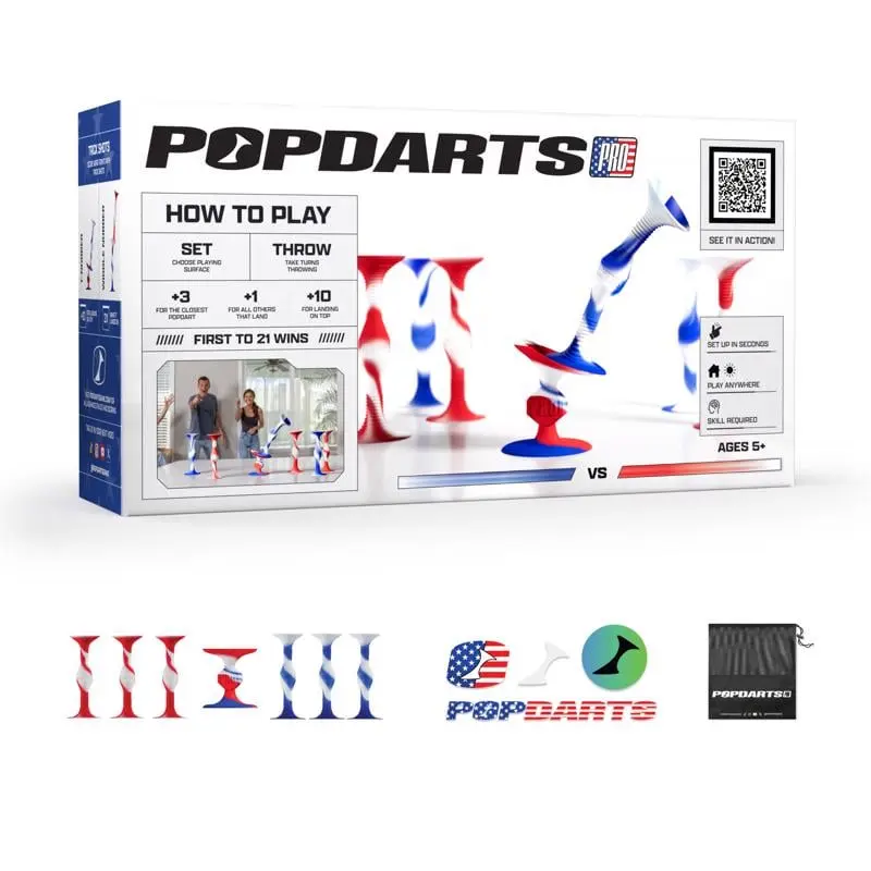 Popdarts 8128302 Pro Pack Soft Darts Game Kit, USA-Made Indoor Play Darts Board, Default Set