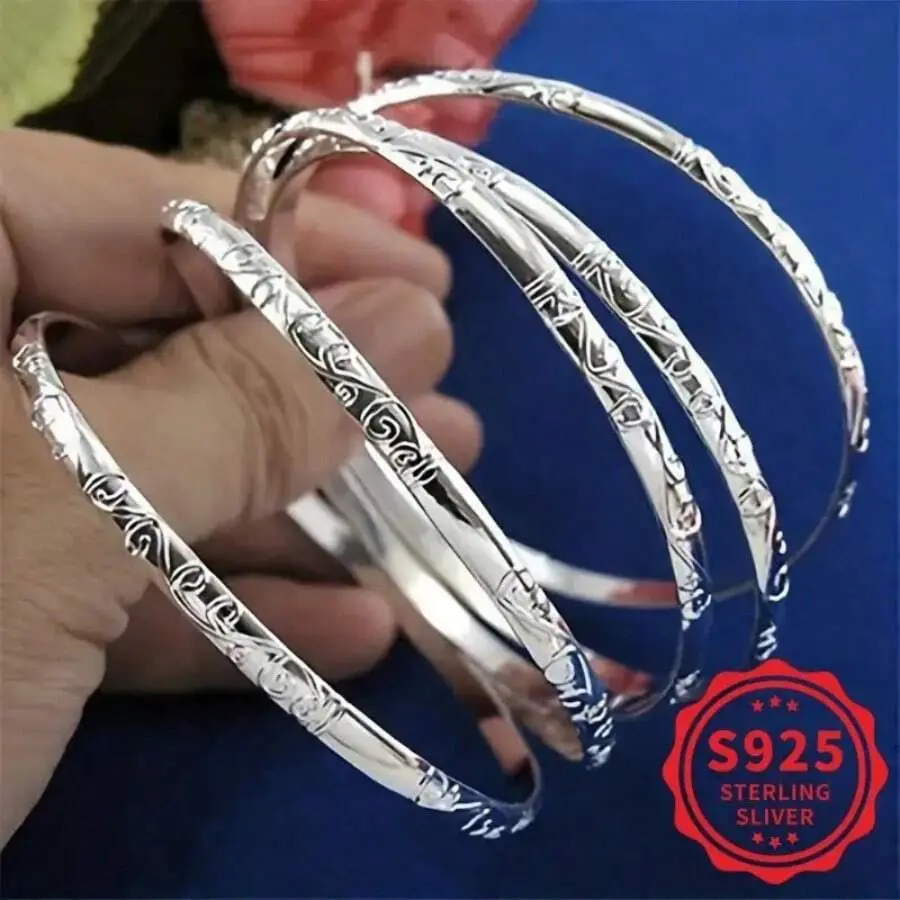 5-Piece 925 Silver Geometric Bracelet Set For Women, Simple Style Jewelry, Suitable For Daily Wear, Hypoallergenic, Mother's Day Gift open  ring Classic Magnetic Copper Bracelet van cleef  bracelet  jewelry Sunflower Bear Necklace Gift Set necklace  bride