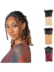 Real Hair Dreads Extensions, Thickness 0.6cm, 10-60 Strands, 1b#, 1b/27#, 1b/30#, 1b/99j#, Handmade, Permanent, Colorable, Curly, Hair Pieces