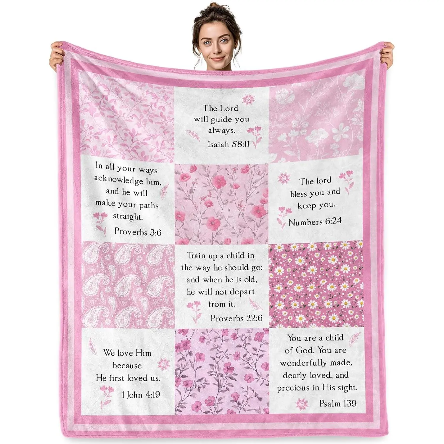Baptism Gifts for Girl Baptismal Gift Blanket Christening Throw for Girls Religious Bible Blanket Catholic Gift Ideas(50x60 Inch)