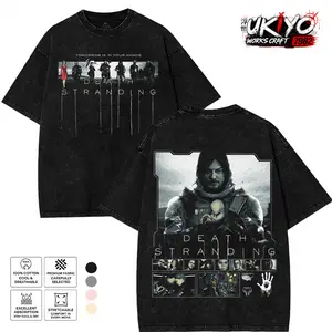 Death Stranding tomorrow is in your hands horror Game Washed Tshirt 2 Sided Cotton unisex graphic game movie merch Menswear Tee Retro Black Gaming Vintage streetwear Top