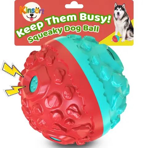 Dog Giggle Balls for Aggressive Chewers, Interactive Dog Toy Ball, Fun Squeaky Sound to Keep Them Busy, Durable Rubber Chew Toys, for Small Medium Large Dogs, Indoor & Outdoor