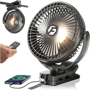 24000mAh 8 Inch Portable Clip  Fan, Operated Golf Cart Fan with Lights and Remote, USB Fans Small Desk Fans Personal Quiet Fans for Office  Bedroom and Camping